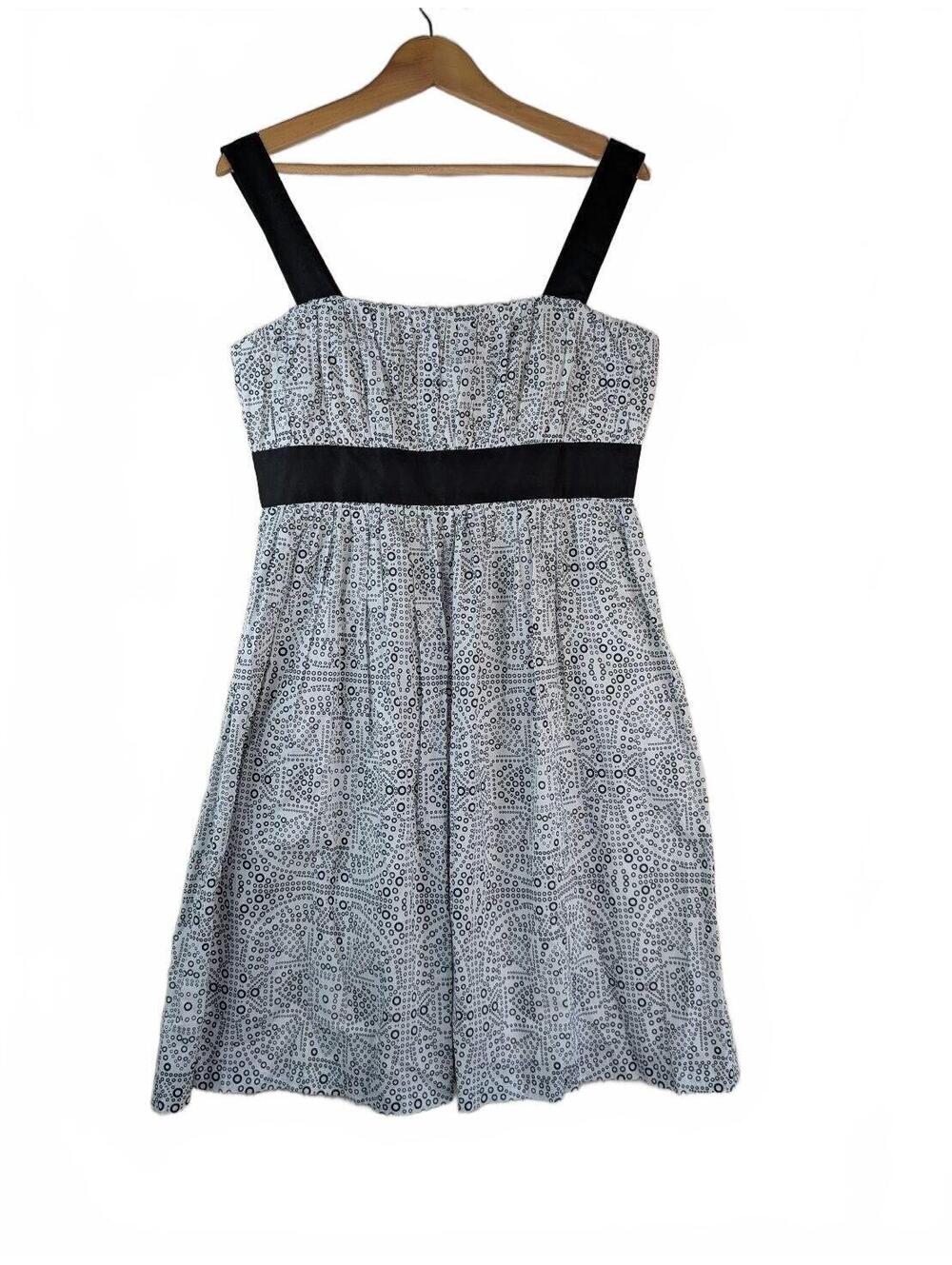 New York & Company Black/White Geometric Print Dress 100% Cotton Size 6